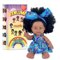 KENLUMO Poupée Afro américaine réalistes 10 Pouces bébé poupées pour Enfants,bleu