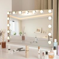 LED Miroir de Maquillage Hollywood avec Écran Tactile & Loupe de Grossissant 10X Lumières Miroir Lumière 3 Modes 58 x 45 cm