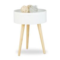Relaxdays Table d’appoint table de chevet scandinave nordique avec plateau amovible rangement, HxlxP: 50 x 38 x 38 cm, blanc
