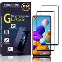 Pour Samsung Galaxy A21S 6.5": Lot - Pack de 2 Films de protection d'écran Verre Trempé Plein écran de Couleur - NOIR