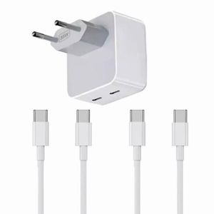 CHARGEUR TÉLÉPHONE Chargeur Rapide 35W Double USB C + 2 Câbles USB-C 