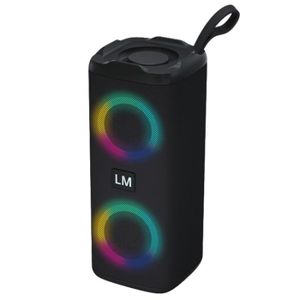 ENCEINTE NOMADE Haut-parleur Bluetooth Rechargeable Portable LED RGB sans fil Subwoofer Enceinte Bluetooth prise en charge carte TF/U-Disk, Noir