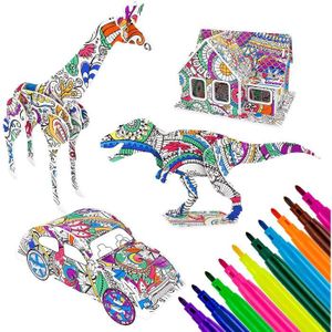Art de Coloriage Peinture 3D Puzzle avec 30 Marqueurs Pen MOOKLIN ROAM 9 Pack Ensemble de Puzzle à Colorier 3D pour Enfants Jeu De Puzzle pour Adultes Filles Garçons