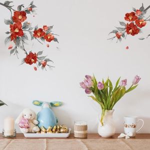 sticker mural & vitrine décoration végétal fleurs de coquelicots