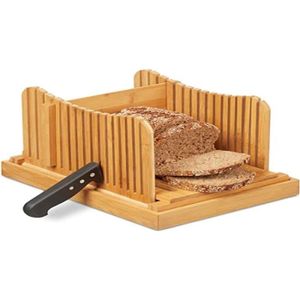Trancheur de pain en bambou pour pain maison Planche à découper le pain en bois avec support démiettage Tranches fines ou épaisses Coupeur de pain pliable et compact 