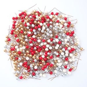 FLEUR ARTIFICIELLE 50pcs - MULTI - Mini fleur artificielle en plastique, fausse cerise rouge baies, étamine nacrée pour mariage
