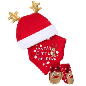 COFFRET CADEAU TEXTILE Ensemble de Noël pour bébé bonnet bavoir chaussettes rennes du père Noël
