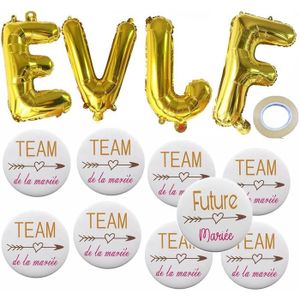 BADGES - PIN'S EVJF Ballon Guirlande+9PCS Badges Team de la marié