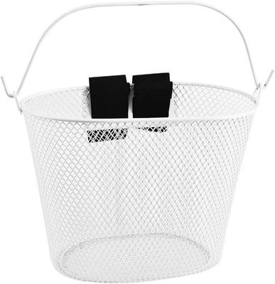 Panier en osier blanc avec tissu coloré,Panier de bicyclette rétro en osier, Panier de vélo en osier avec poignée de transport Fixation à l'avant du vélo