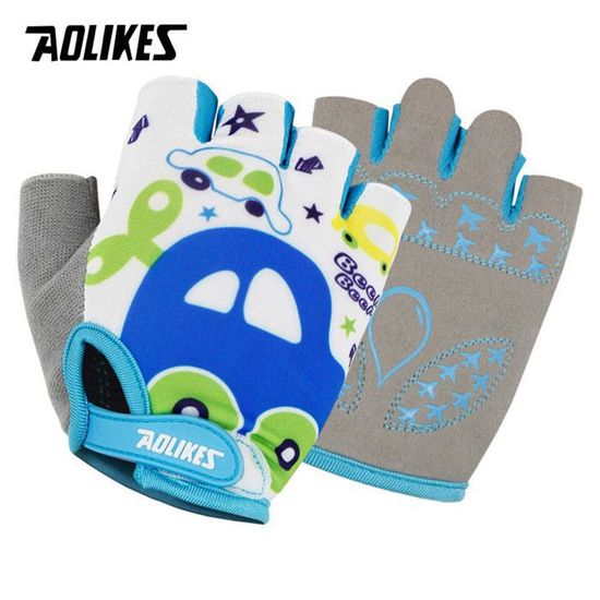 Gants De Cyclisme Enfant RUIXIA - Demi-Doigt Antidérapant Pour Vélo, Scooter, 8-12 Ans (Tour Paume 16-19cm)