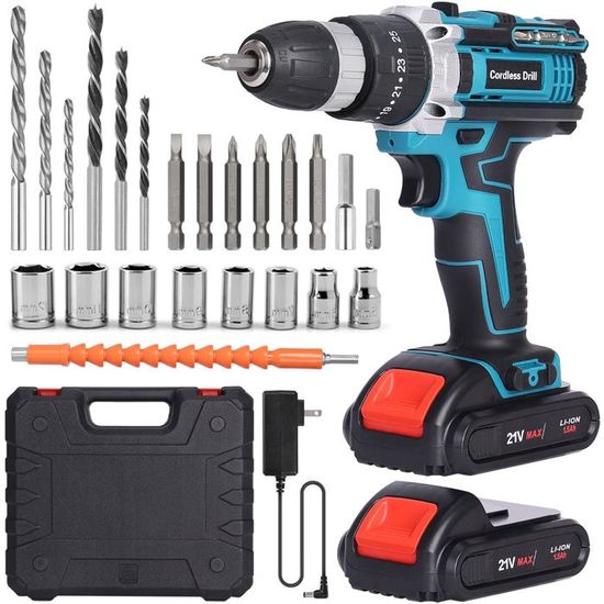Perceuse Visseuse Sans Fil, 21V Visseuse Devisseuse Avec 2