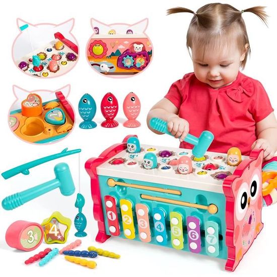 Jouet Enfant - Montessori Toys - 8 en 1 - Martelant - Xylophone - Pêche Magnétique - Jeux - Jouets