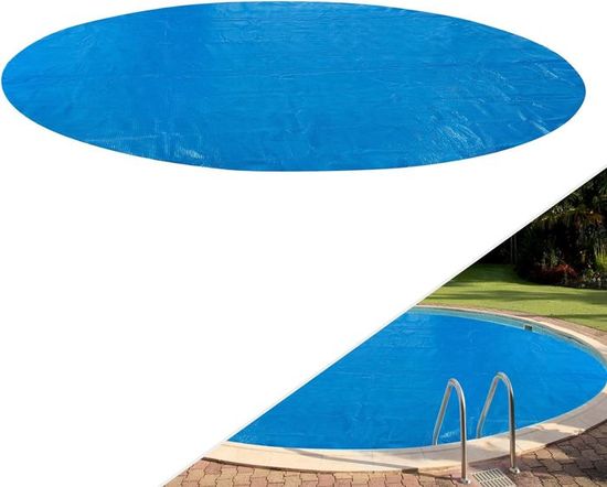 AREBOS Couverture Solaire à Bulles pour Piscine | Ronde | Bleu | 5 m | 400 µ/microns | Polyethylen