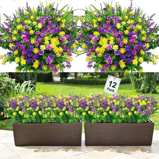 Lot De 6 Bouquets Fleurs Artificielles D'automne - Résistantes UV Et Intempéries - Décoration Intérieur/extérieur