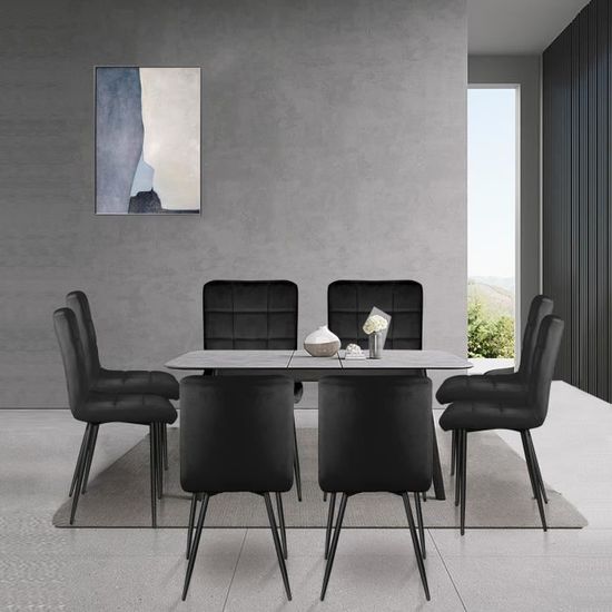 Lot de 6 chaises de salle à manger carrées OHMG - Noir - Contemporain - Design - Capacité de charge 120 kg