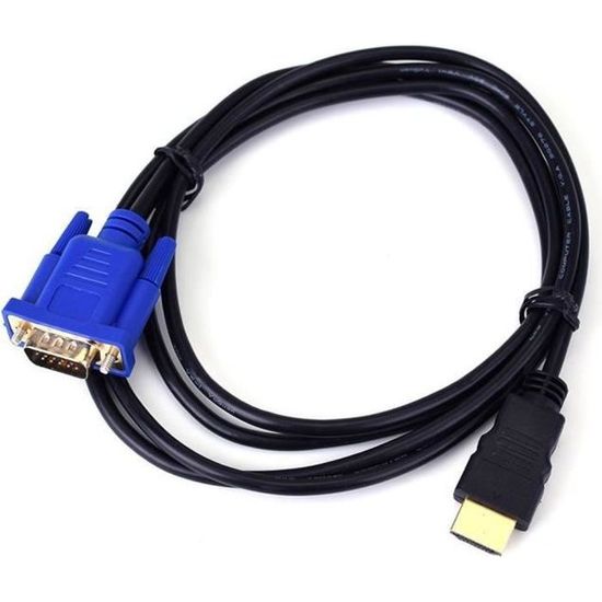 Adaptateur HDMI Mâle Vers VGA Femelle - 1080p - Cable 25 Cm - Pour PC, Décodeur, Boîtier - Noir