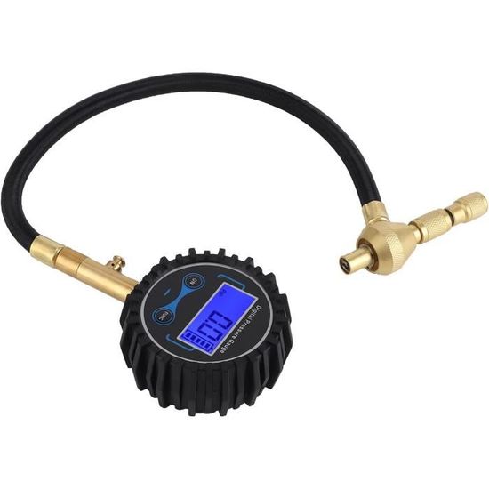 Gonfleur De Pneu Avec Manomètre Intégré 220 PSI / 15 Bar - Embout En Laiton, Flexible, Universel Pour Voiture, Moto, Vélo, Camion - 12