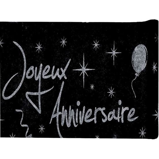 Santex 4701 4 30 Chemin De Table Joyeux Anniversaire Noir Paillete Argent Achat Vente Chemin De Table Cdiscount