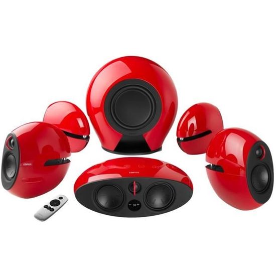 Edifier E255 - Système de haut-parleur - pour home cinéma - Canal 5.1 - sans fil - Bluetooth - 400 Watt (Totale) - rouge
