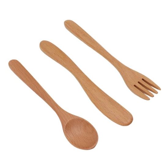 HJZHII Set 6 Couverts En Bois Nanmu - Cuillère, Fourchette, Grattoir - Réutilisables, Légers, Idéaux Maison, Voyage, Camping