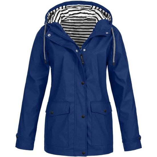 Sechage Rapide Polyester Poncho Imperméable Freiesoldaten Femme - Léger Coupe-vent Avec Capuche XL Bleu Coupe-vent Polyester