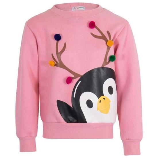 Pull de Noël pour enfants filles bébé avec imprimé manchot