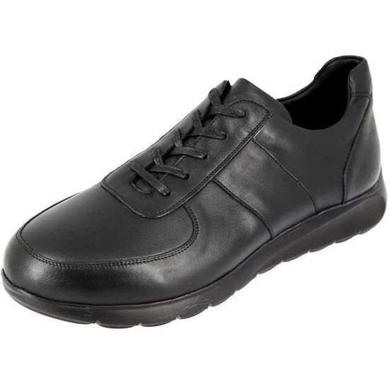Baskets Homme Cuir Noir Imperméables - Chaussures Sport Légères Respirantes Grandes Tailles