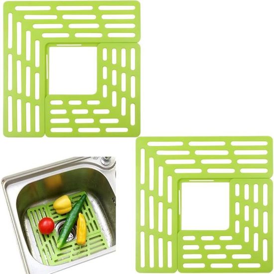 Tapis D'évier Modulable KitchenCraft - 3 Pièces - 30,3 X 30,3 X 0,3 Cm - Vert Et Gris - Protection Vaisselle Et Anti-éclaboussures
