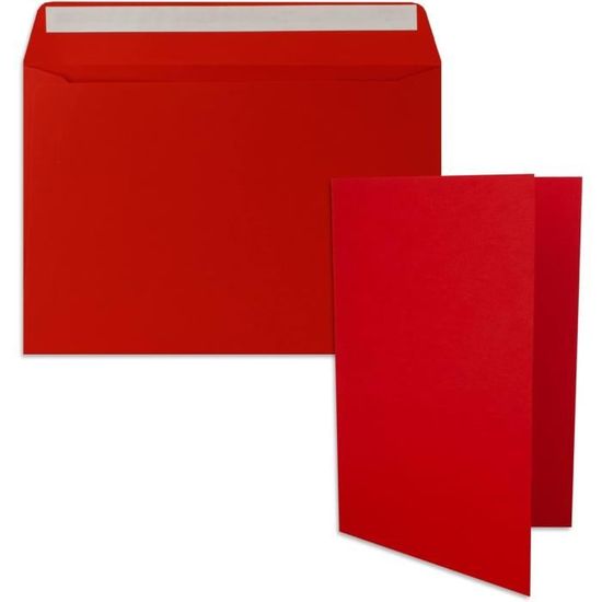 12 Cartes De Correspondance Personnalisables Avec Enveloppes - Motif Fleur Rouge - Fait Main Aux USA