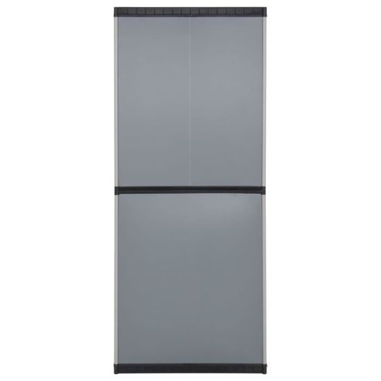 Armoire De Rangement Jardin 3 Étagères Gris/Noir 68x40x168cm - Meuble Extérieur Robuste