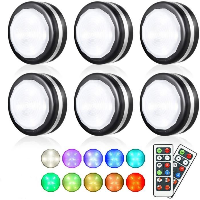 Lot De 6 Spots LED Sous Meuble Cuisine 18W Avec Télécommande - Éclairage Placard Sans Fil IP44