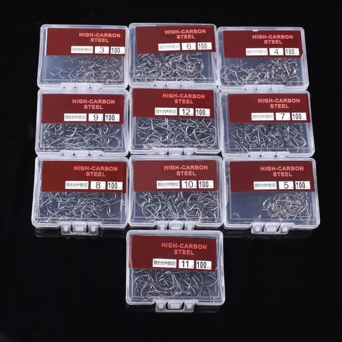 Hameçons De Pêche VIPMOON - Lot 5 Tailles (2# à 3/0#) - Acier Carbone Anti-Corrosion - Eau Douce Et Mer
