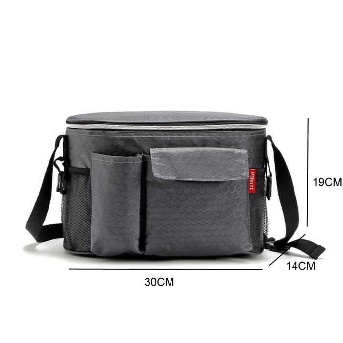 Sac repas isotherme pique-nique organiseur pour voyage avec bandoulière lunch bag fraîcheur imperméable capacité de 8L Gris