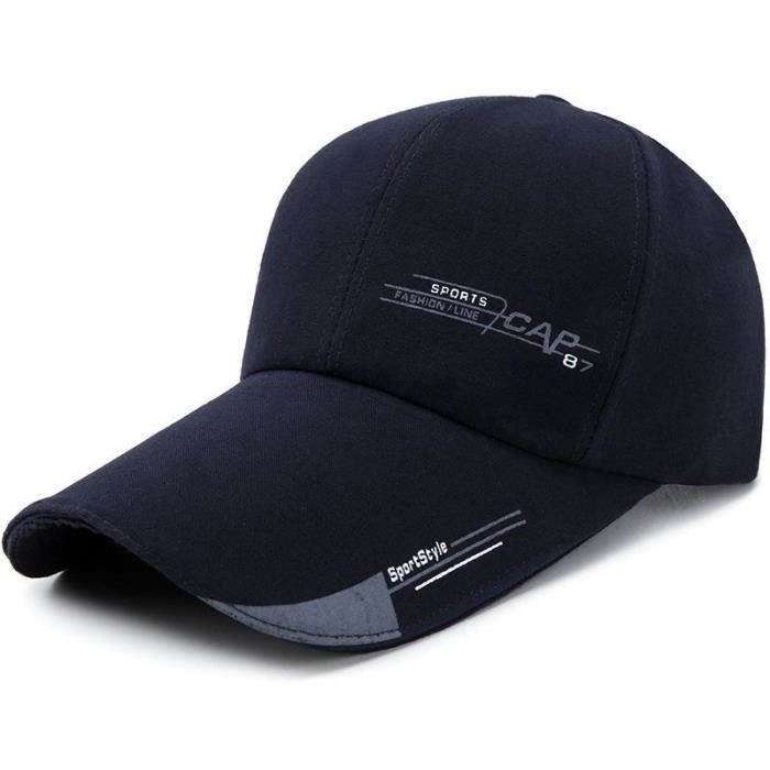 Bleu Marine Hommes Femmes Casquettes De Baseball Solides Réglable Snapback Long Peak Hat Casquette De Sport D 'Été