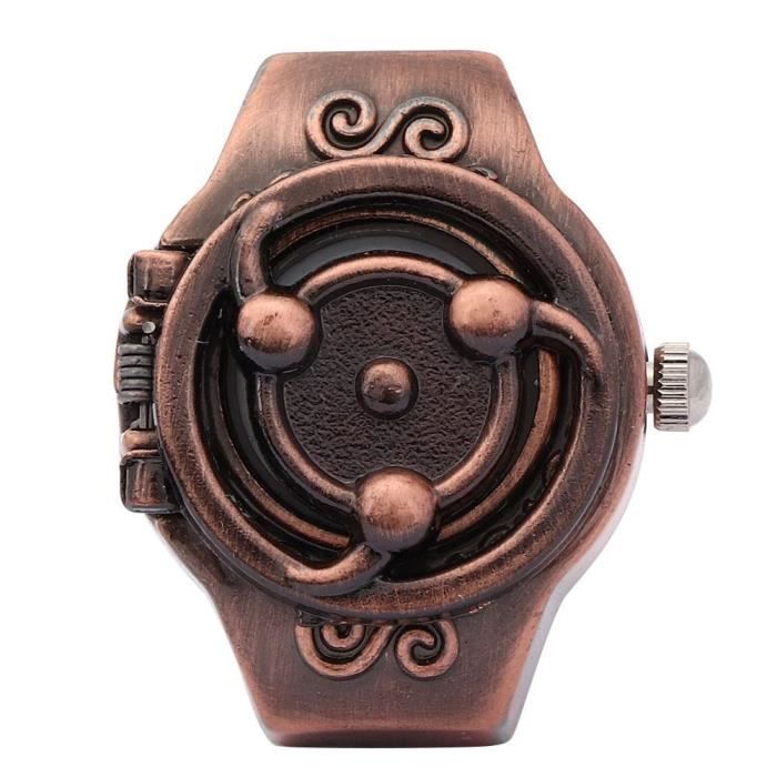 AIZ Finger Ring Watch Flip-Up Cover Vintage Anime Style Men Finger Quartz Watch (Red)
