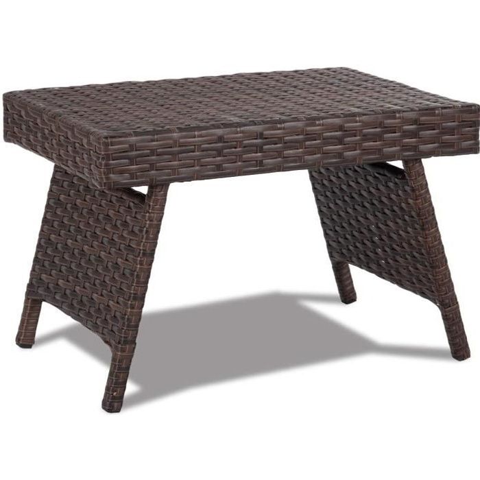 COSTWAY Table Pliable de Jardin en Polyrotin,Table d’Appoint Pliable en Résine Tressée pour Jardin,Balcon,Terrasse 60 x 40 x 39CM