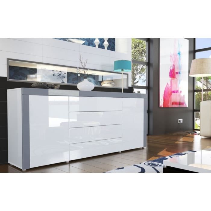 Buffet design laqué blanc /blanc/ gris