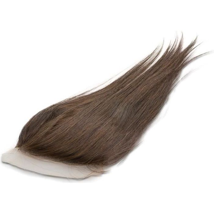 Closure lisse sans raie brun 35 cm 14 pouces