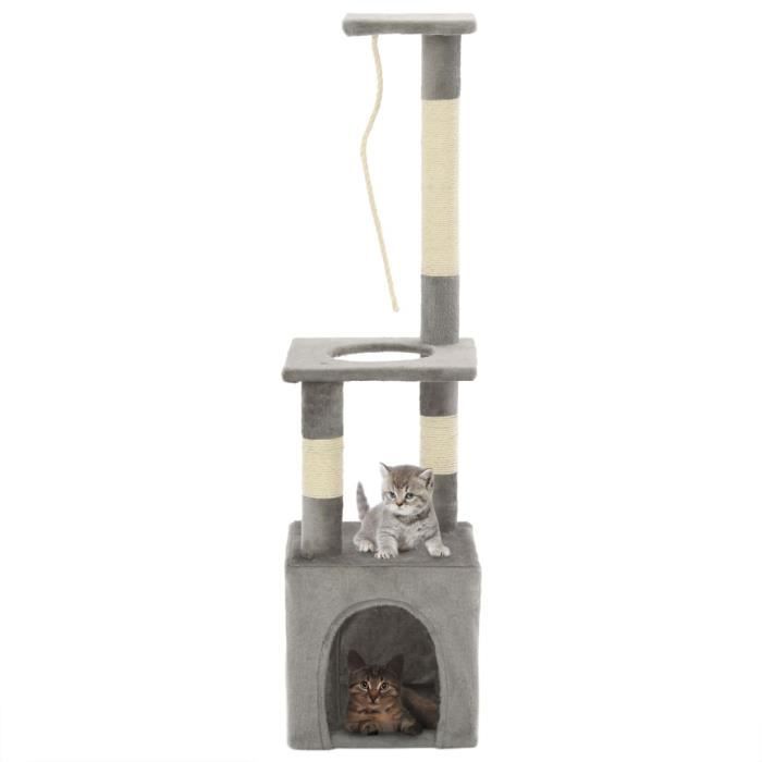 Arbre à chat - Meubles Maison pour Chat Tour à Chats d'Activités avec griffoirs en sisal 109 cm Gris