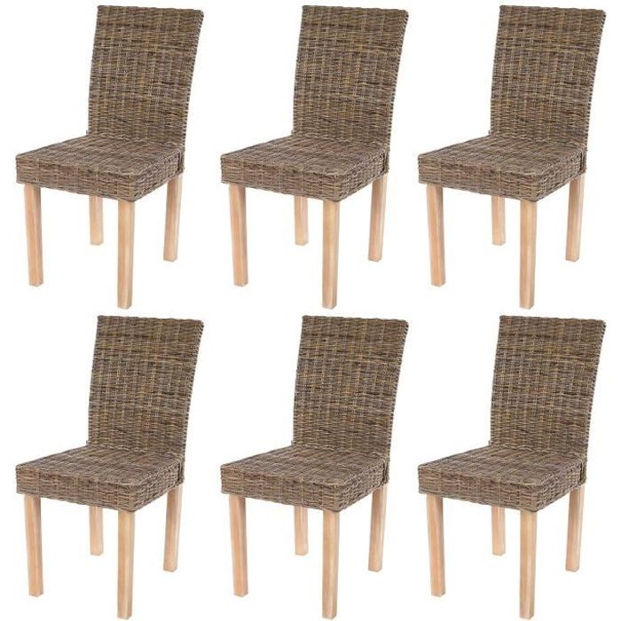 Lot de 6 chaises de séjour Littau chaise en osier, rotin kubu.