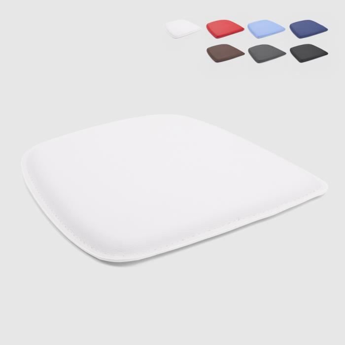 4 Coussins rembourré en simili cuir chaise tolix intérieur et extérieur 32x32 Fix, Couleur: Blanc