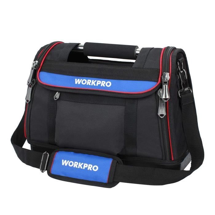 WORKPRO Boîte à Outils Textile 40 x 21 x 28 cm, Sac à Outils avec Fond Etanche, Sac Détachable, Double Zip Flexible, Charge Maxim