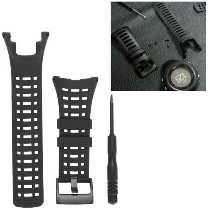 Tbest accessoire de montre Bracelet de montre Bracelet de montre en caoutchouc noir pour montre Suunto Ambit 1/2/3