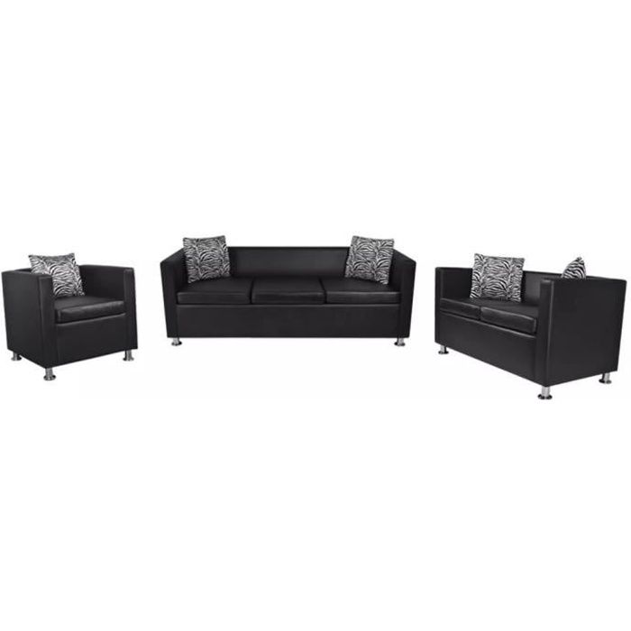 Ensemble de canapés Chesterfield Faux cuir Suède Gris #275542 HB045