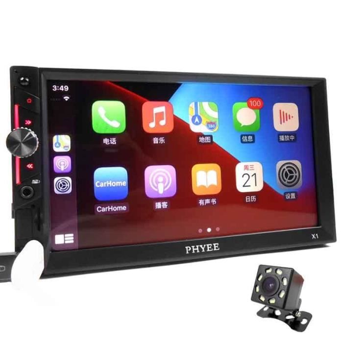 avec un appareil photo Autoradio Carplay, récepteur stéréo RDS, Bluetooth, mirrorlink, HD, lecteur MP5, USB T