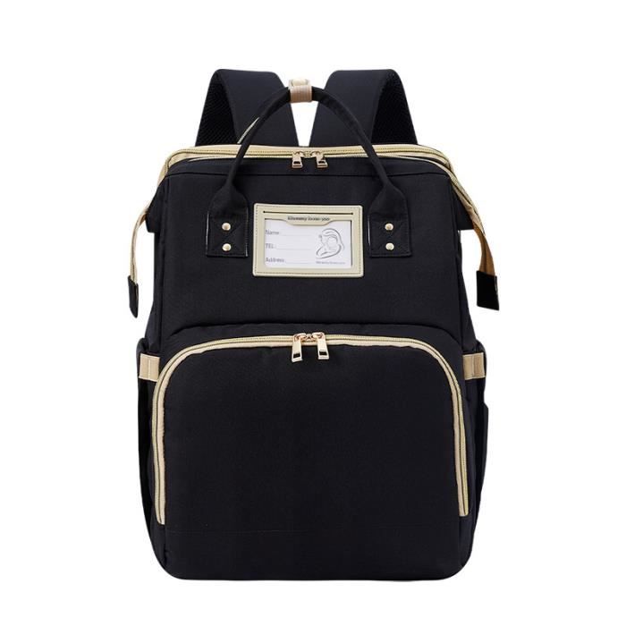 Paquet multifonctionnel portable USB mère et bébé Paquet de lit 2-en-un Paquet mère Lit bébé Paquet d'épaule maman (Noir)