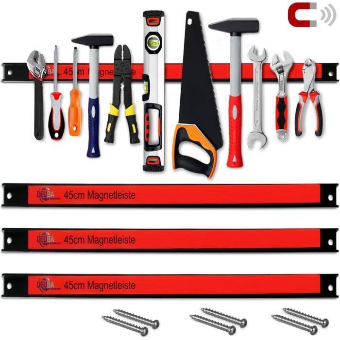 Set de 3 barres magnétiques pour outils 45cm 23kg charge - Garage outils atelier
