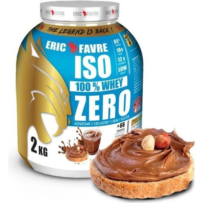 ISO WHEY ZERO 100% Pure Whey Protéine Isolate (Chocotella) - Prise de Masse - 2kg - Laboratoire Français Eric Favre