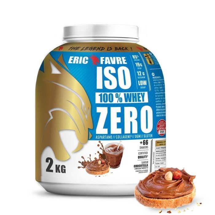 ISO WHEY ZERO 100% Pure Whey Protéine Isolate (Chocotella) - Prise de Masse - 2kg - Laboratoire Français Eric Favre