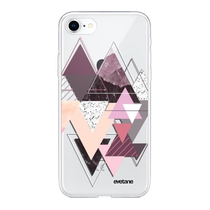 EVETANE Coque compatible avec Souple iPhone 7 iPhone 8 souple transparente Triangles Design Motif Ecriture Tendance